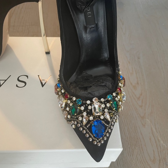 Brand New Never Worn Casadei Blade Pumps with Gorgeous Jewel Embellishments - Picture 3 of 13